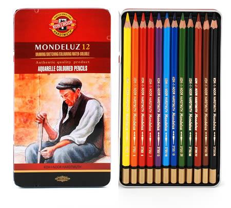 Набор акварельных карандашей Mondeluz 12 шт, металлический пенал, KOH-I-NOOR - фото 3 - id-p100647309