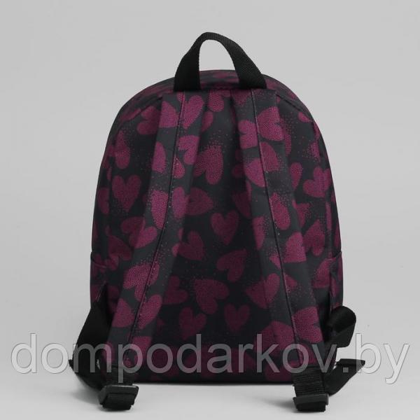 Рюкзак молодёжный, отдел на молнии, наружный карман, цвет чёрный/бордовый - фото 3 - id-p97839679