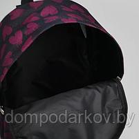 Рюкзак молодёжный, отдел на молнии, наружный карман, цвет чёрный/бордовый, фото 5