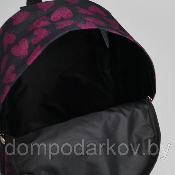 Рюкзак молодёжный, отдел на молнии, наружный карман, цвет чёрный/бордовый - фото 5 - id-p97839679