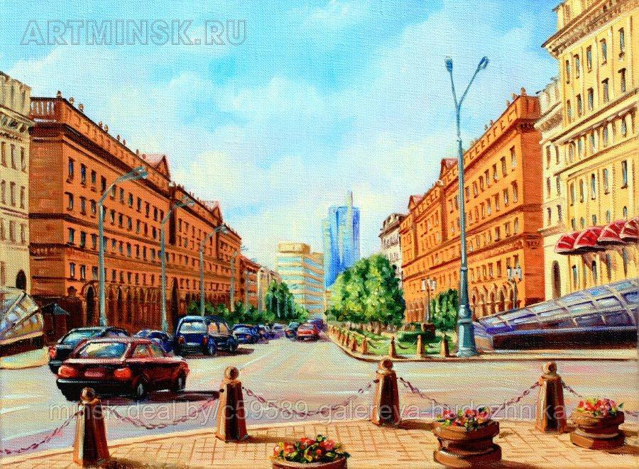 Городской пейзаж маслом. Картина с видами Минска
