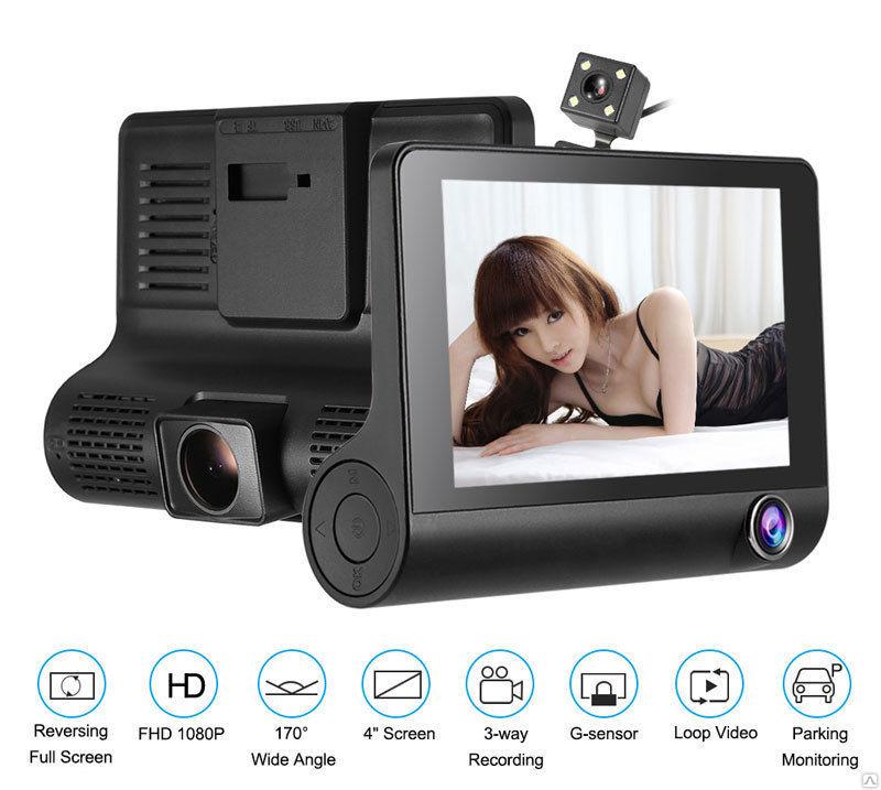Видеорегистратор с тремя видеокамерами Video CarDVR Full HD 1080P