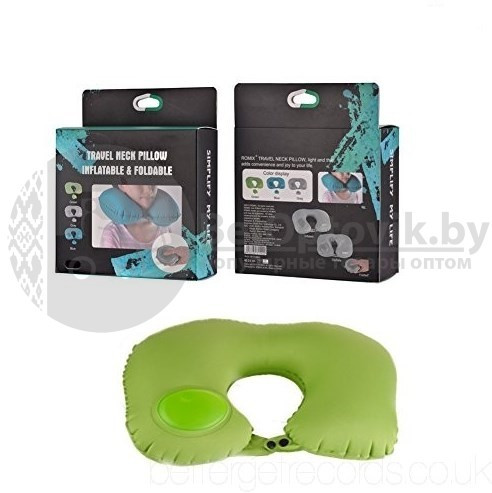 Надувная подушка в путешествия для шеи со встроенной помпой для надувания Travel Neck Pilows Inflatable - фото 3 - id-p100709460
