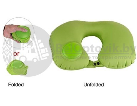 Надувная подушка в путешествия для шеи со встроенной помпой для надувания Travel Neck Pilows Inflatable - фото 9 - id-p100709460