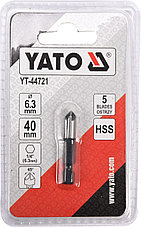 Сверло конусное зенкер d6.3мм L40мм хвостовик HEX "Yato" YT-44721, фото 2