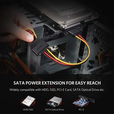 Ugreen CC-SATA-PSY кабель питания SATA molex 4pin -2x SATA 15pin - фото 3 - id-p100723071