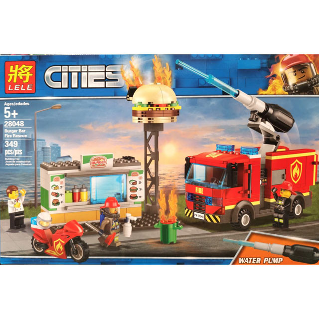 Конструктор Lele 28048 Cities Пожар в бургер-кафе (аналог Lego City 60192) 349 деталей - фото 1 - id-p100723582