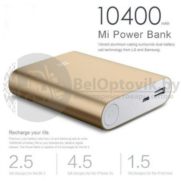 Портативное зарядное устройство power bank Xiaomi 10400 mAh Золото - фото 3 - id-p100726741