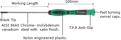 Отвертка часовая (звездочка Т10, 50/100мм) Pro'sKit 1PK-081-T10 - фото 2 - id-p5229816