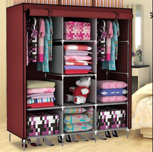 Складной каркасный тканевый шкаф Storage Wardrobe трехсекционный Цвета микс.Лучшая цена! - фото 2 - id-p100743375