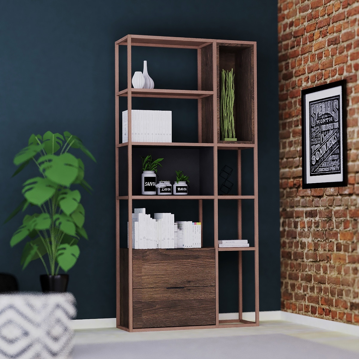 Стеллаж crafto КВЕНТИН / brown в стиле лофт