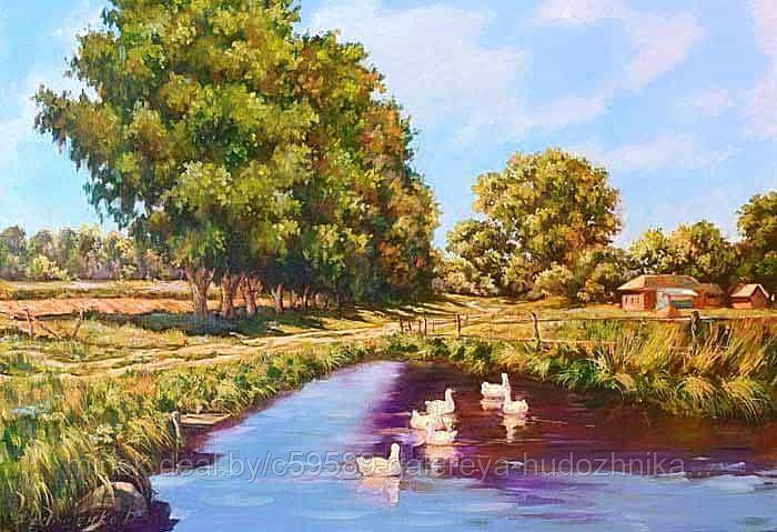 Белорусский пейзаж. Дорогами Полесья, гуси.