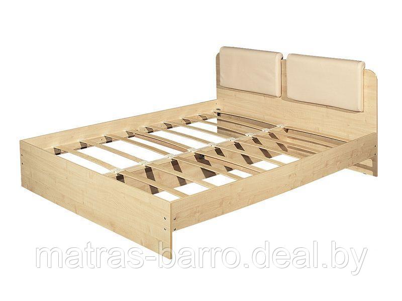 Двуспальная кровать Люкс-140 с мягкой спинкой (ясень светлый+ экокожа Morgan Cream) - фото 3 - id-p100887333