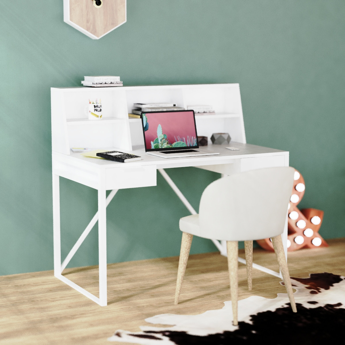 Письменный стол crafto ОСТИН / white в стиле лофт - фото 4 - id-p100888287