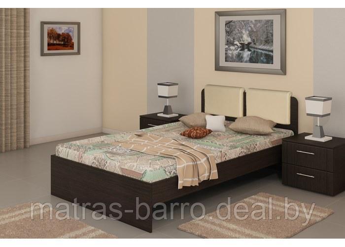 Двуспальная кровать Люкс-160 с мягкой спинкой в цвете венге - фото 1 - id-p100892876