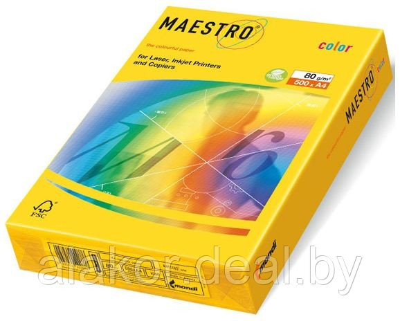 Бумага цветная "Maestro Color", А4, 80 г/м2, 500л., интенсив, горчичный - фото 1 - id-p100896650