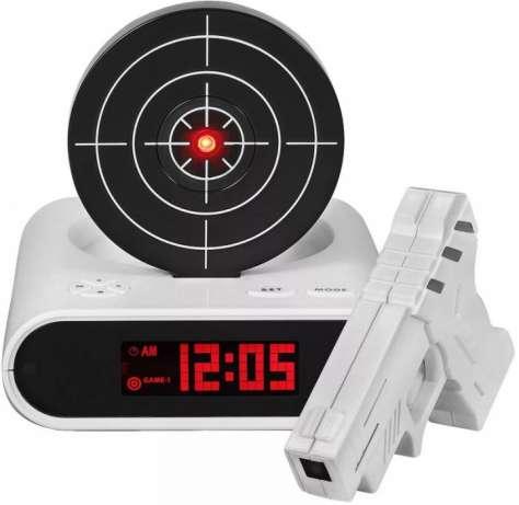 Будильник-мишень Gun Alarm Clock Белый