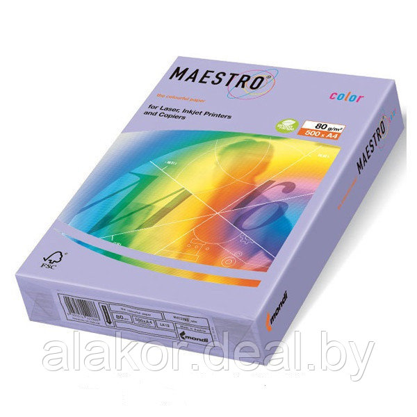 Бумага цветная "Maestro Color", А4, 80 г/м2, 500л., тренд, бледно-лиловый - фото 1 - id-p100897347