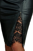 Женская осенняя кожаная черная нарядная большого размера юбка Klever 297 черный 42р.