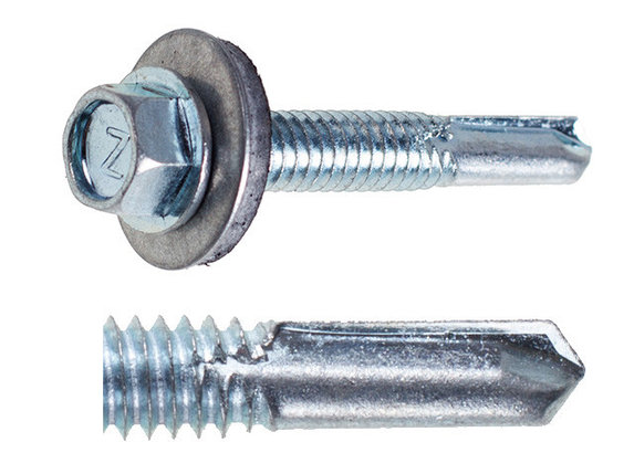 Саморез кровельный 5.5х38 мм цинк, шайба с прокл., PT5 (200 шт в карт. уп.) STARFIX (увеличенное сверло), фото 2