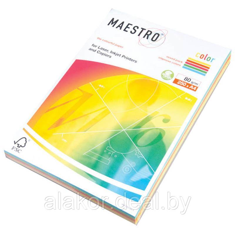 Бумага цветная "Maestro Color Mix Intensive", А4, 80 г/м2, 250л., интенсив, микс 5 цветов - фото 1 - id-p100928387