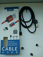 Кабель TOPK AM23 USB - MicroUSB, Type-C, Lightning (3 в 1), 1м, черный