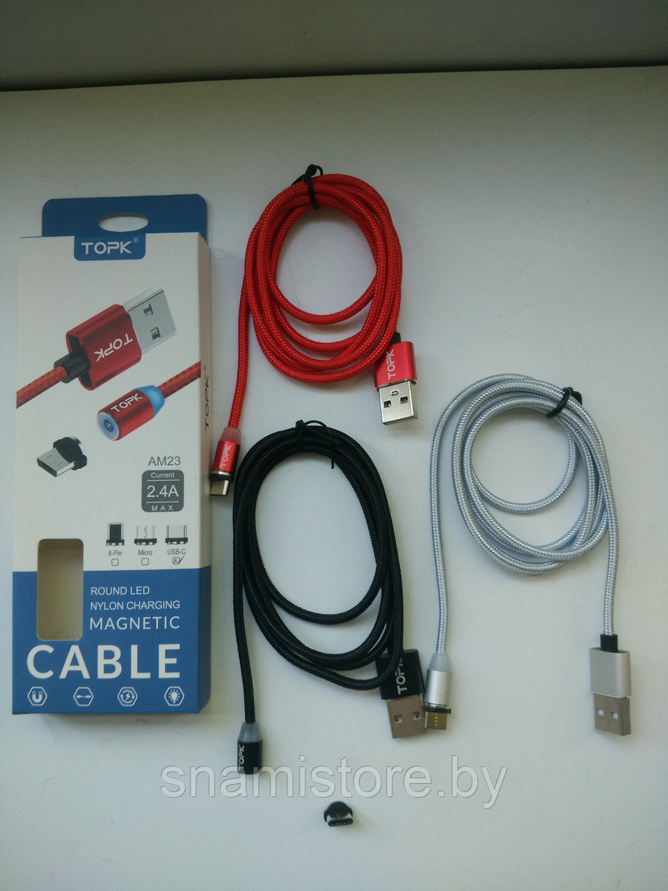 Кабель TOPK AM23 USB - Type-C для зарядки магнитный, 1м, красный 