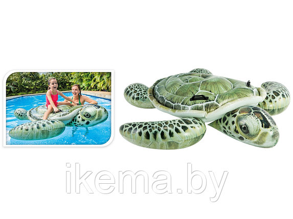 КРУГ НАДУВНОЙ пластмассовый детский с держателями "Черепаха" 191*170 см Intex, фото 2