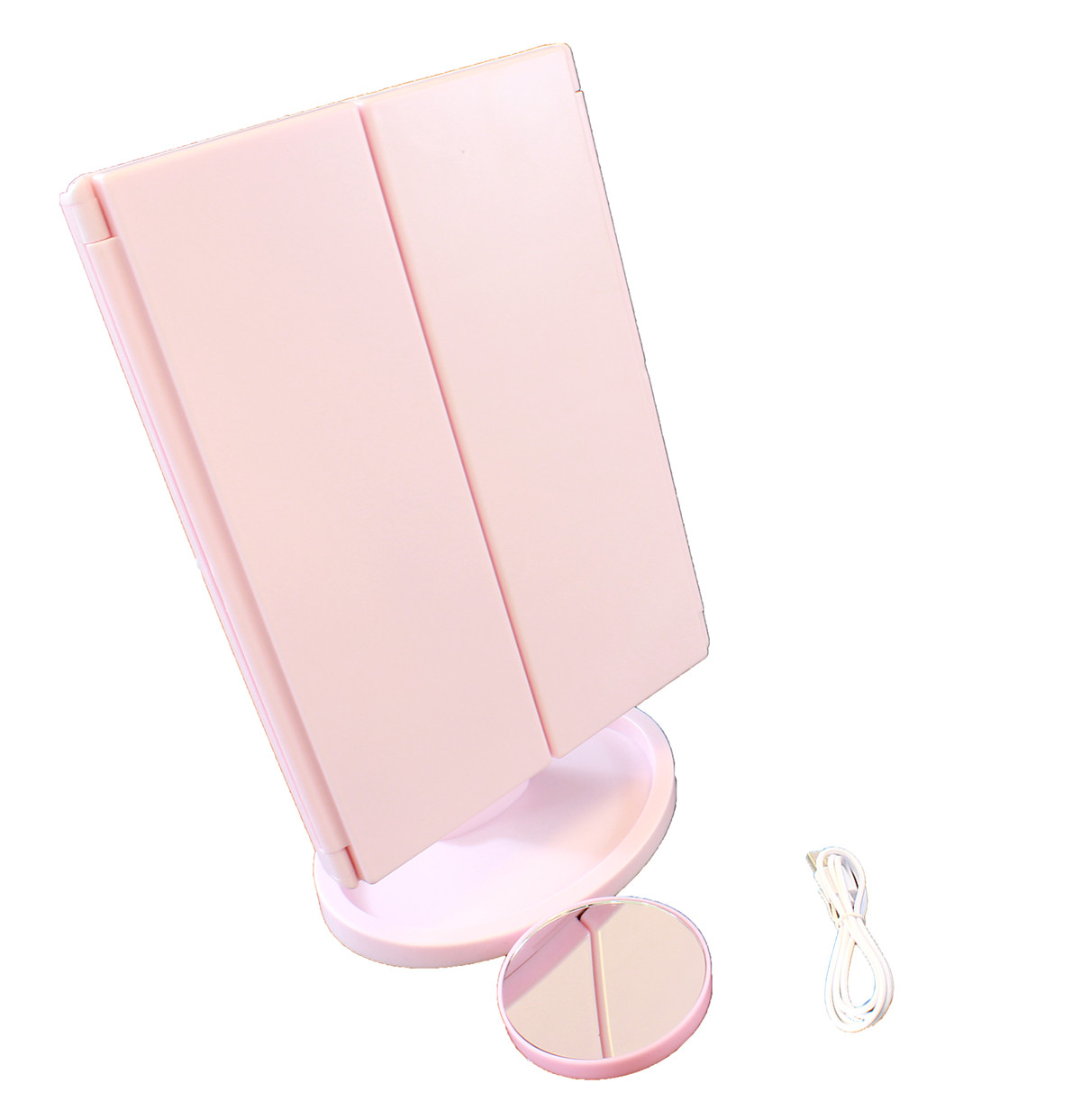Зеркало настольное для макияжа с подсветкой SiPL комбинированное розовое - фото 4 - id-p101024965