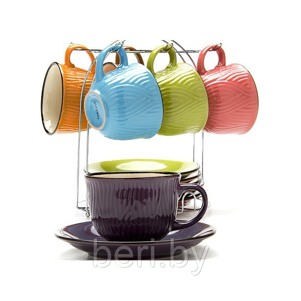 LR-24651 Набор чашек 220 мл с тарелками на подставке, сервиз чайный Lorain 13 предметов - фото 2 - id-p101024969