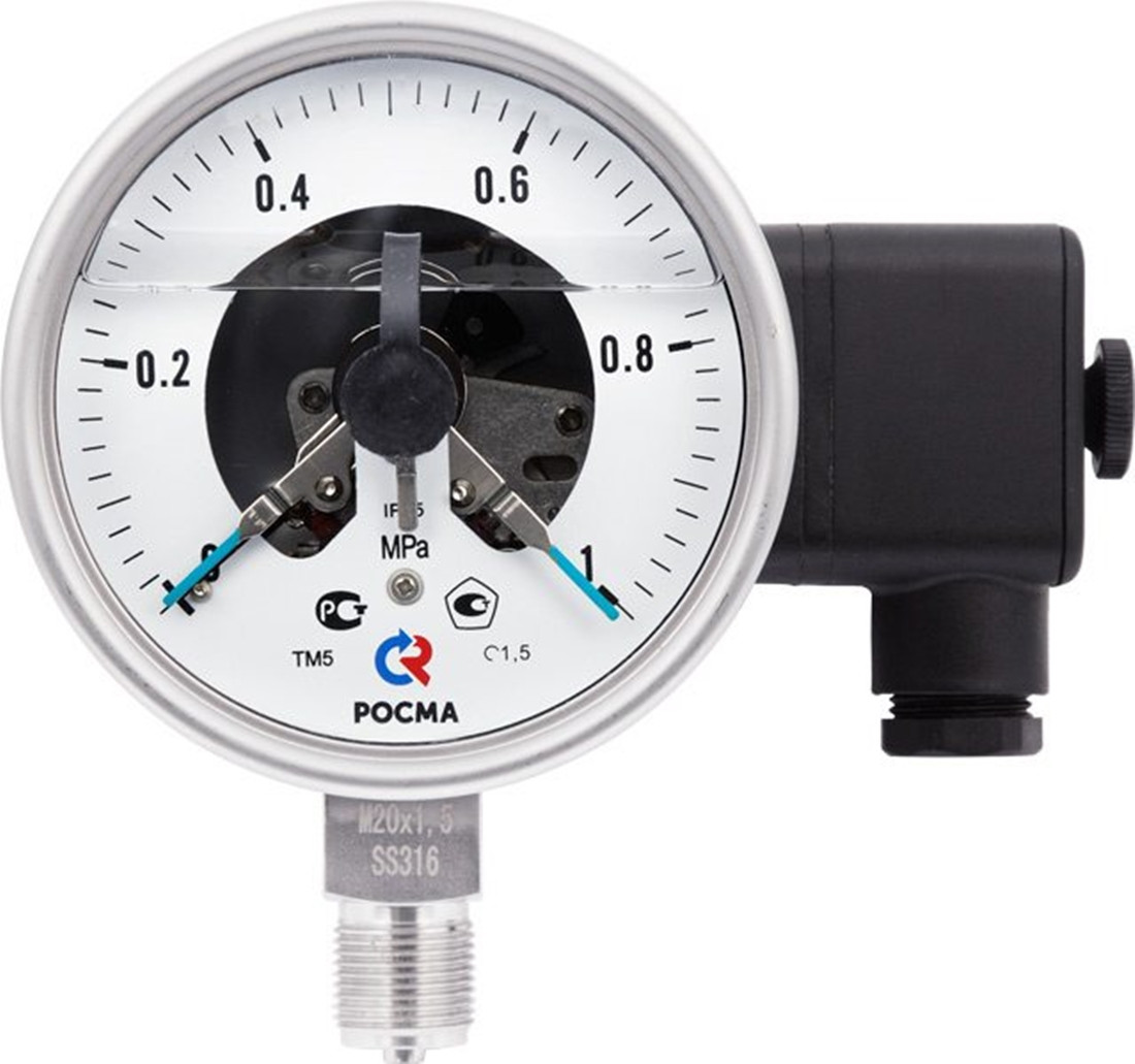 Вакуумметр электроконтактный ТВ-521Р.05(-0,1-0MPa)М20х1,5.1,0 нерж сталь