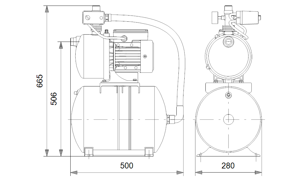 Самовсасывающая насосная станция Grundfos Hydrojet JPB5 бак 24 литра - фото 3 - id-p69143761