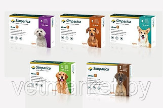 Симпарика, таблетка от клещей для собак весом 10-20 кг.
