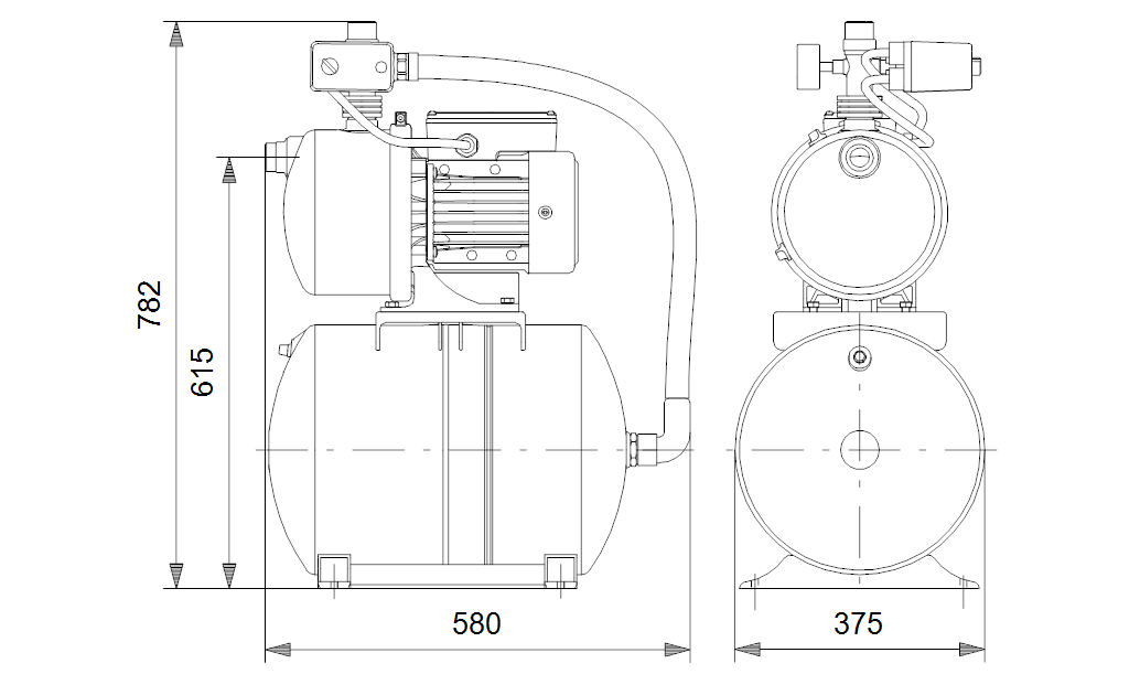 Самовсасывающая насосная станция Grundfos Hydrojet JPB5 бак 60 литров - фото 3 - id-p69143763