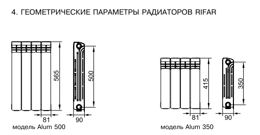 СЕКЦИОННЫЕ АЛЮМИНИЕВЫЕ РАДИАТОРЫ: модели Alum 500, Alum 350 - фото 2 - id-p101093686