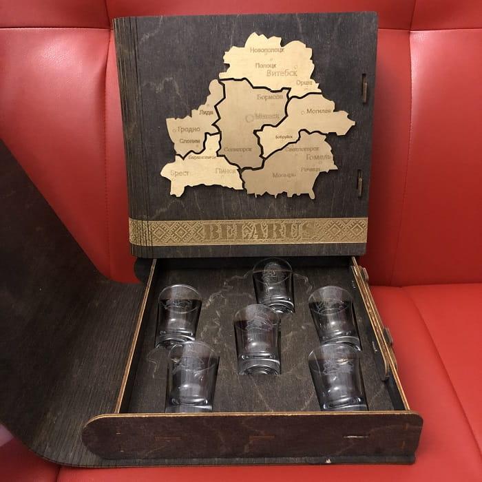 Подарочный набор рюмок с городами «Беларусь» в деревянной коробке - фото 7 - id-p101062087