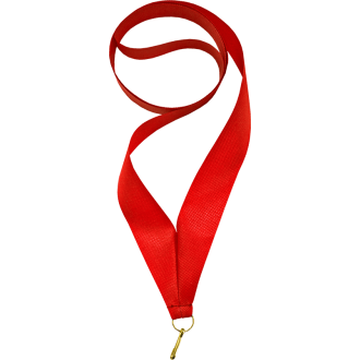 Лента для медали с карабином  красная ширина 22 мм , окружность 80 см , артикул L08