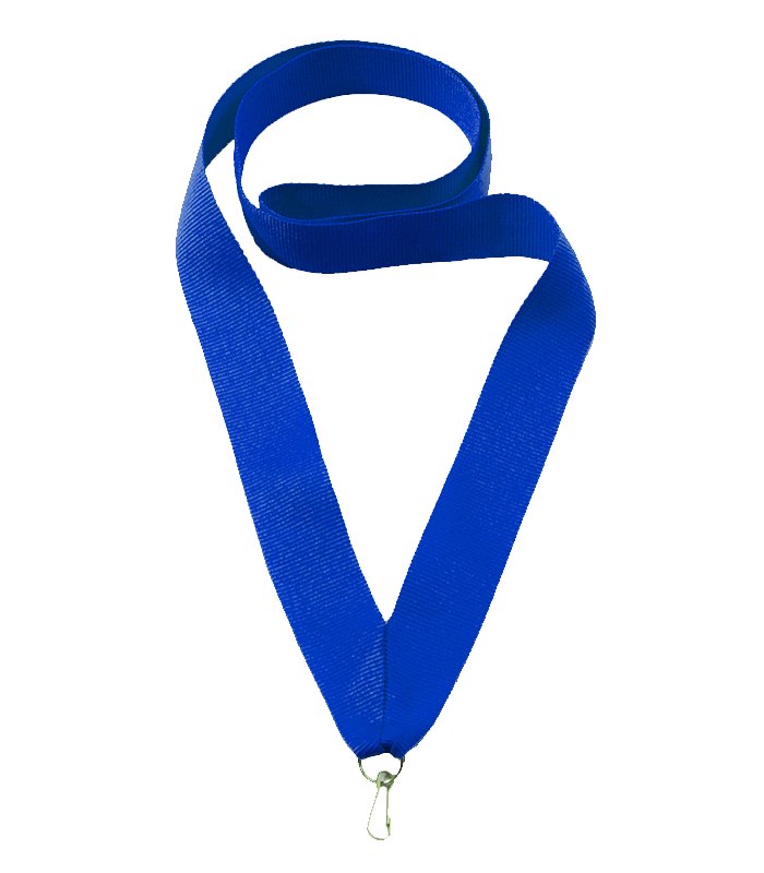 Лента для медали с карабином  синяя 22 мм
