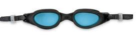 Акция! Очки для плавания в пластиковом чехле INTEX 55699 (ИНТЕКС) 14+. Цвет черные с синими стеклами. Арт.