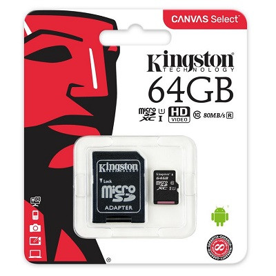 Карта памяти Kingston Canvas Select Micro SDXC UHS-1 64Gb - фото 1 - id-p101100746
