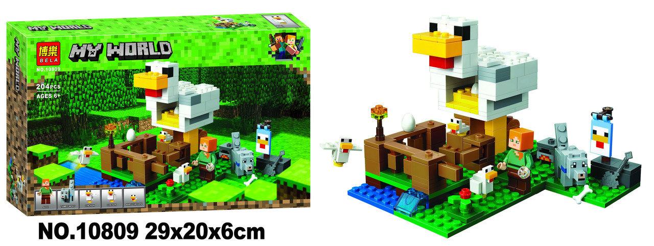 Конструктор Bela 10809 My World Курятник JLB 3D68-2 (аналог Lego Minecraft 21140) 204 д - фото 4 - id-p101124015