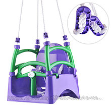 Детские пластиковые подвесные качели 3в1 ТМ Долони Doloni фиолетовый/салатовый
