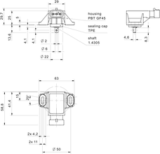 Circular connector M12 4-pin with coupling ring, die-cast zinc, фото 2