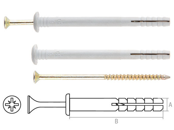 Дюбель-гвоздь 6х60 мм полипропилен гриб (100 шт в карт. уп.) STARFIX , фото 2
