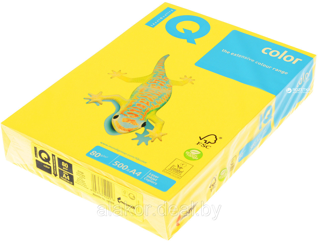 Бумага цветная "IQ Color", А4, 80 г/м2, 500л., интенсив, канареечно-желтый - фото 1 - id-p101173320