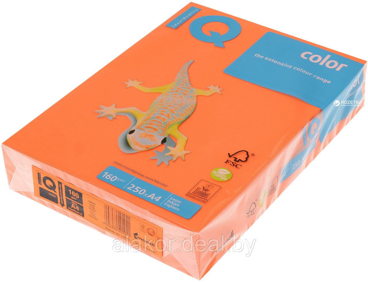 Бумага цветная "IQ Color", А4, 80 г/м2, 500л., интенсив, оранжевый - фото 1 - id-p101175441