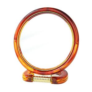 Зеркало настольное круглое, пластик, d14,5см, коричнево-золотое 301-150