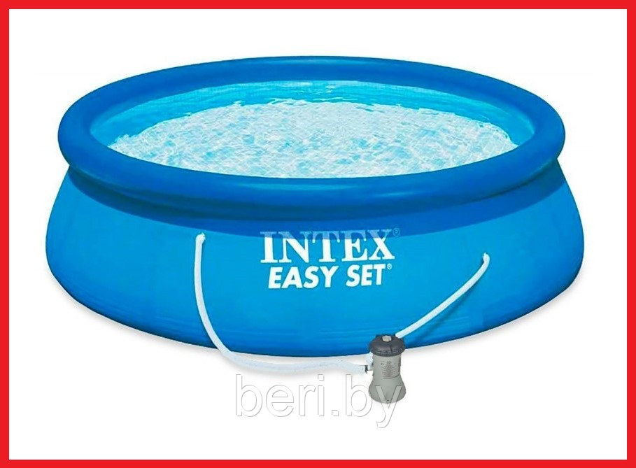 INTEX 28142 Надувной бассейн Easy Set (396 x 84 см) + фильтр-насос и картридж, сливной клапан, интекс - фото 1 - id-p100036650