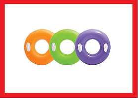 INTEX 59258NP Надувной круг с ручками Hi-Gloss Tubes, 76 см, 3 цвета, от 8 лет, интекс