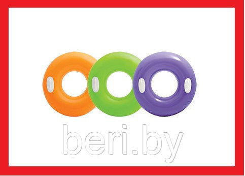 INTEX 59258NP Надувной круг с ручками Hi-Gloss Tubes, 76 см, 3 цвета, от 8 лет, интекс - фото 1 - id-p100121207
